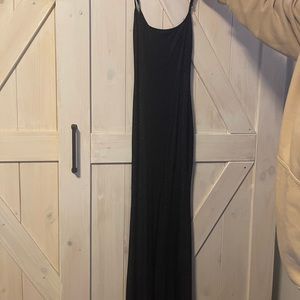 Soft lounges rib long slip onyx foil dress